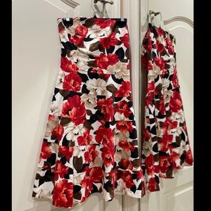 floral strapless dress!!